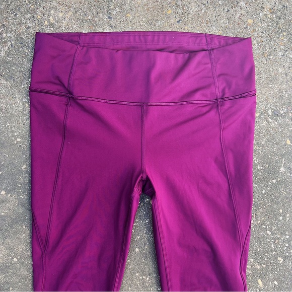 Athleta High Waisted Burgundy Magenta Leggings Zipper Pockets Small Gym Yoga - Picture 5 of 8